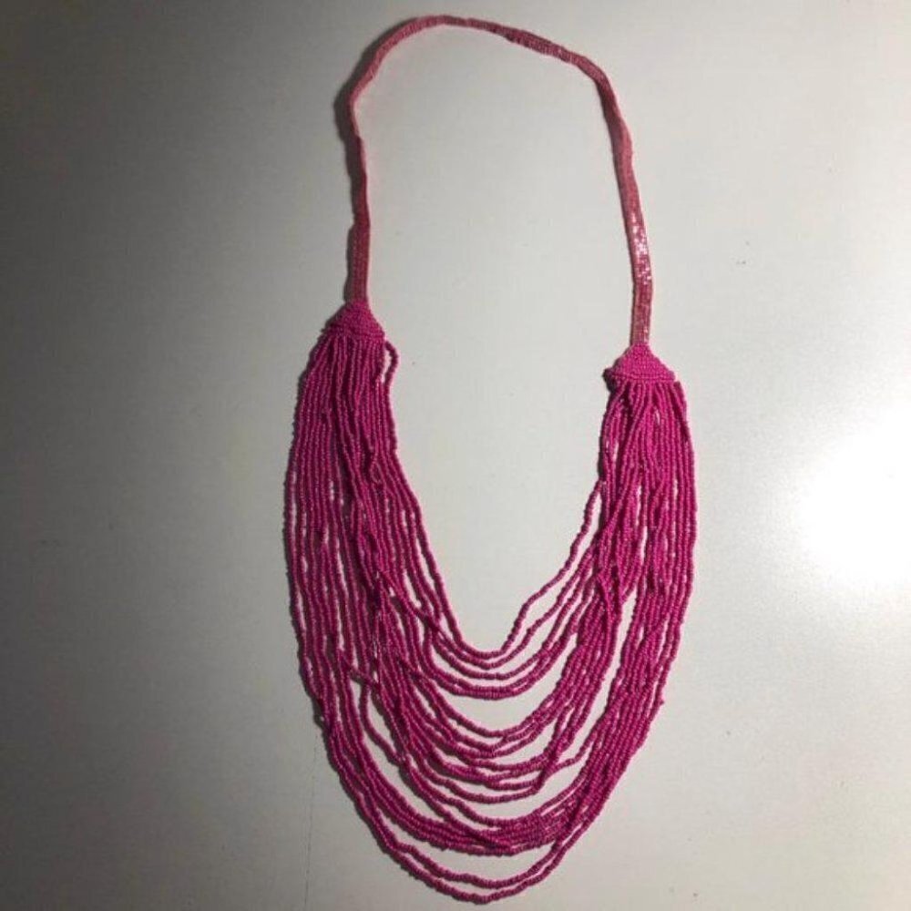BaubleBar Long Tier Hot Pink Beaded Necklace - Picture 3 of 5